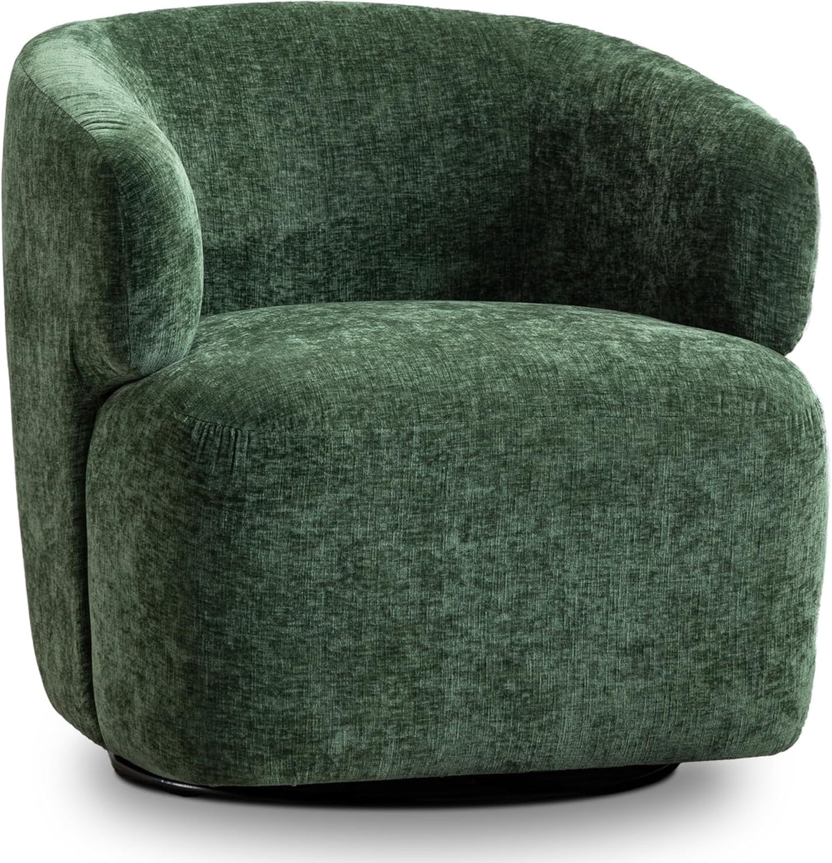 Swivel Accent Chair, Chenille Barrel Chair for Living Room, Cozy Round Boucle Arm Chair, Metal Base