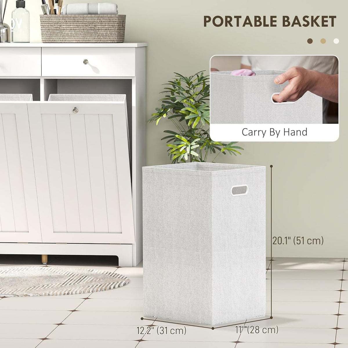 HOMCOM Laundry Hamper Cabinet with 2 Removable Baskets, Tilt Out Laundry Hamper Cabinet with 2