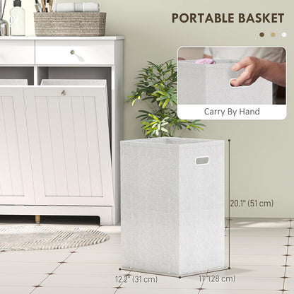 HOMCOM Laundry Hamper Cabinet with 2 Removable Baskets, Tilt Out Laundry Hamper Cabinet with 2