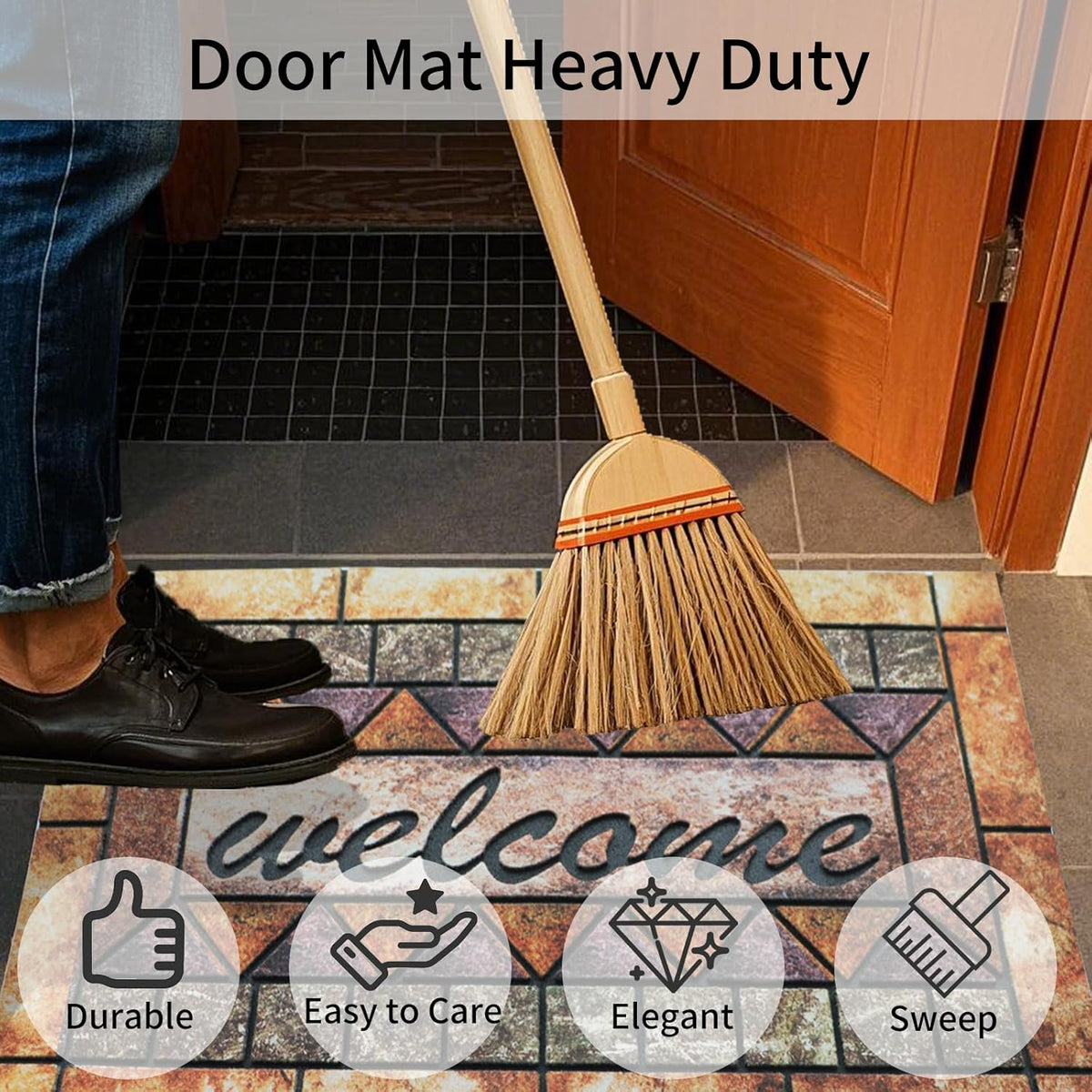 Door Mat Welcome Mat, Heavy Duty Door Mat 17.7 x 29.5 Inch Front Door Mat Rug Doormat for Outdoor