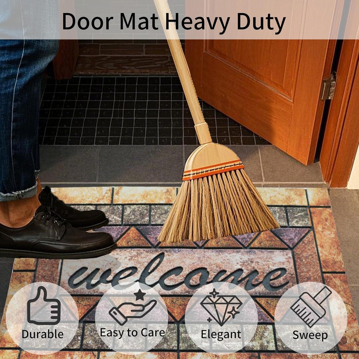 Door Mat Welcome Mat, Heavy Duty Door Mat 23.6 x 35.4 Inch Front Door Mat Rug Doormat for Outdoor