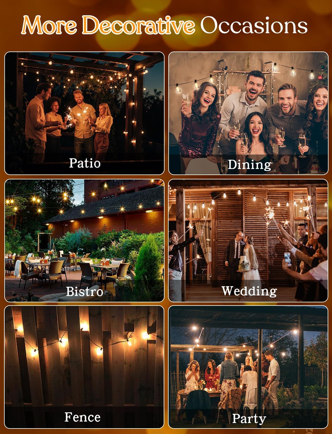 200FT Outdoor Lights for Patio – Dimmable String Lights for Outside with Remote – LED Hanging