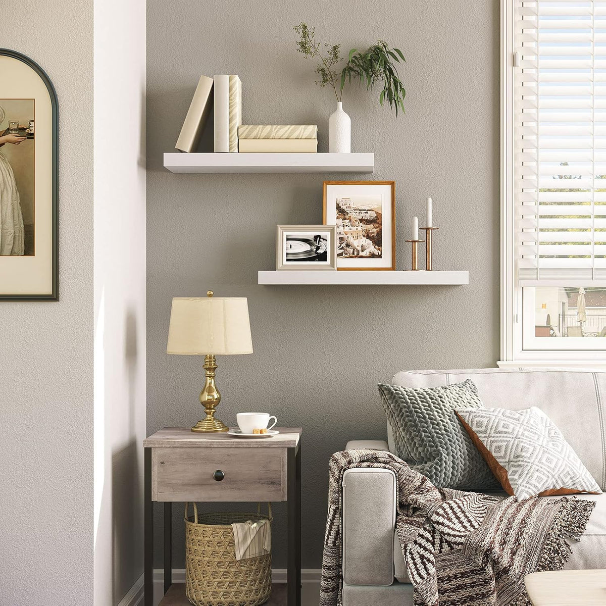 HOOBRO Floating Shelves for Wall, Wall Mounted Shelf Set of 2, 23.6" Hanging Shelf with Invisible