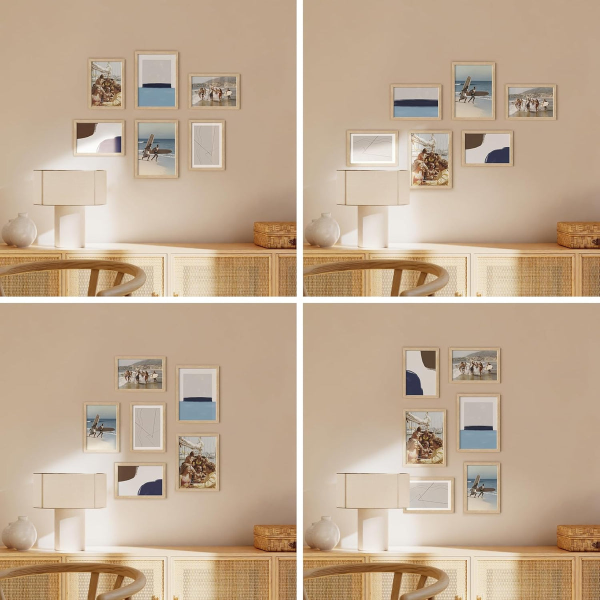 HAUS AND HUES Natural Oak Wood Gallery Wall Tabletop Frames Made with Real American Oak and