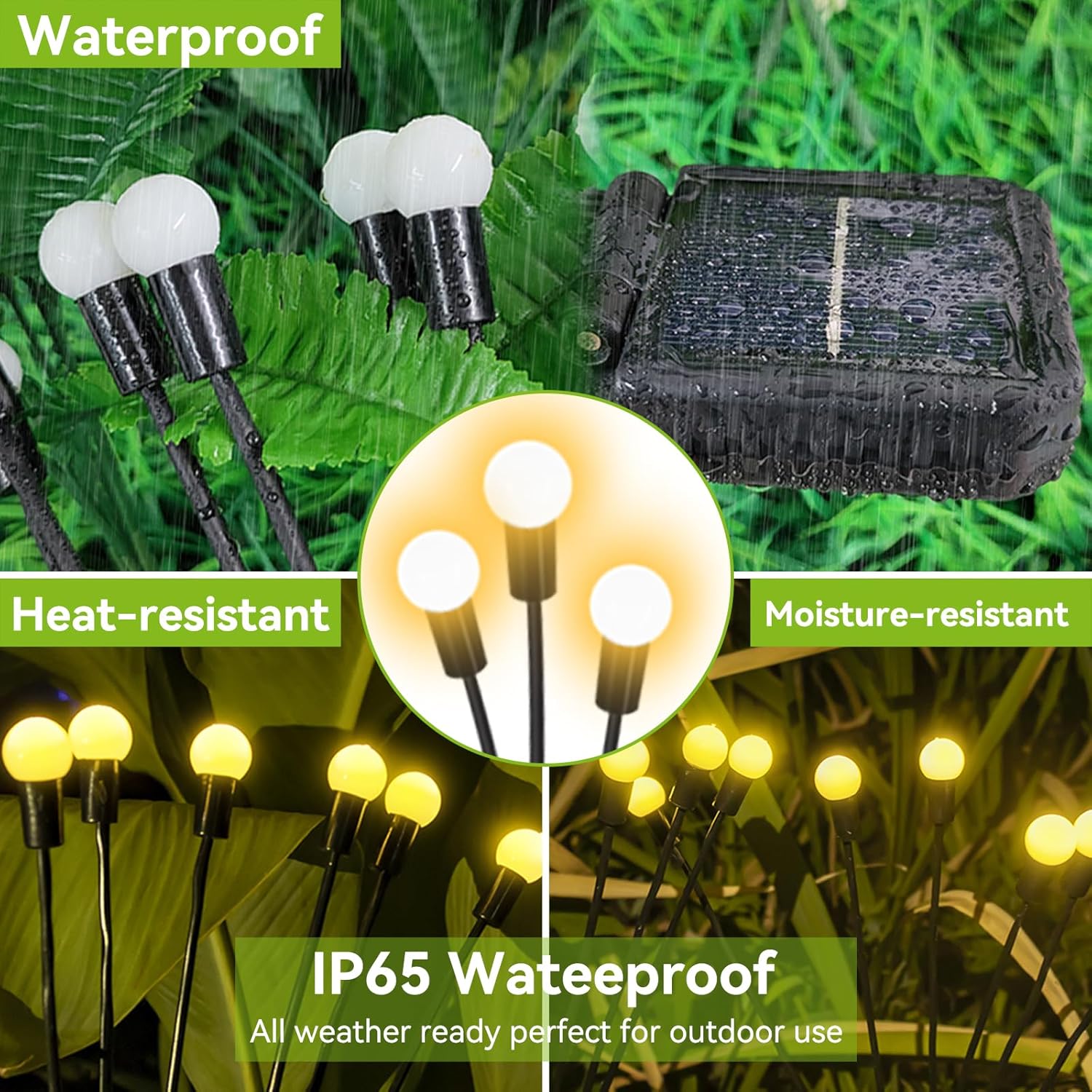 Solar Garden Lights Outdoor Waterproof, 4 Pack 32 LED Swaying Light Firefly Light Outdoor Decor