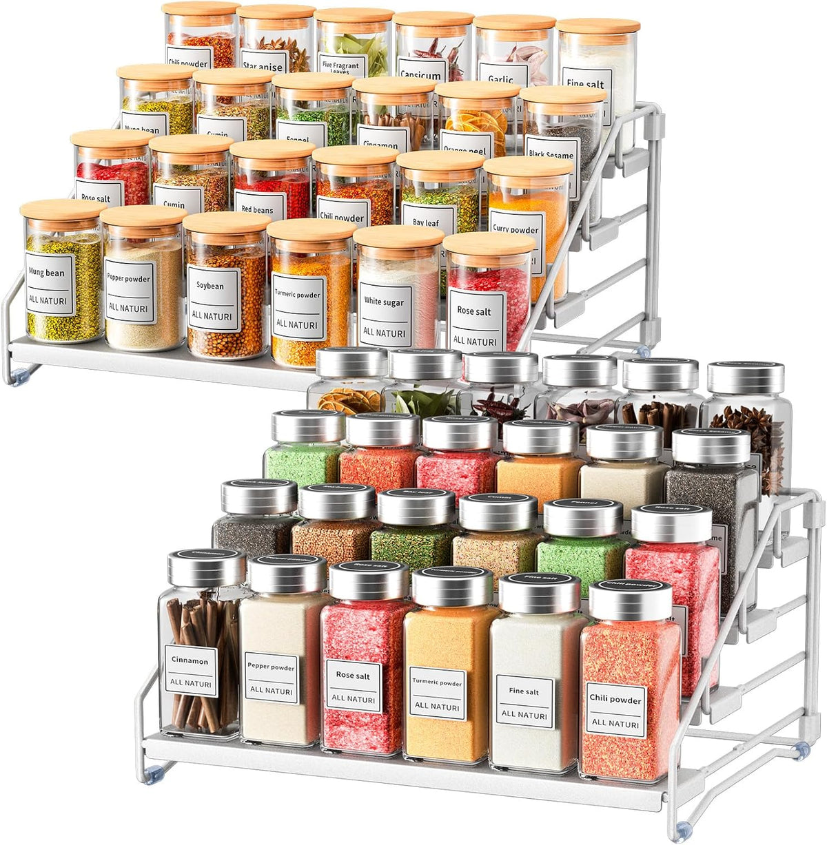 RCHYFEED 4 Tier Spice Rack Organizer, Spice Organization for Cabinet,Pantry, Countertop,Tiered