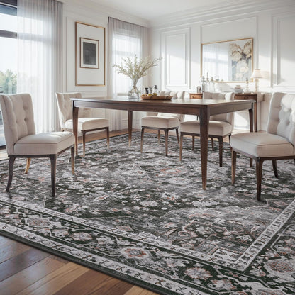 AMOAMI-Area Rug 6X9 Rugs for Living Room-Vintage Sof Dark Grey & Black Rugs for Bedroom-Non Slip