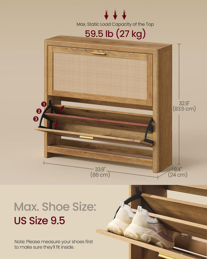 VASAGLE ELLAN Collection - Boho Shoe Storage Cabinet for Entryway Slim, Entry Shoe Cabinet with