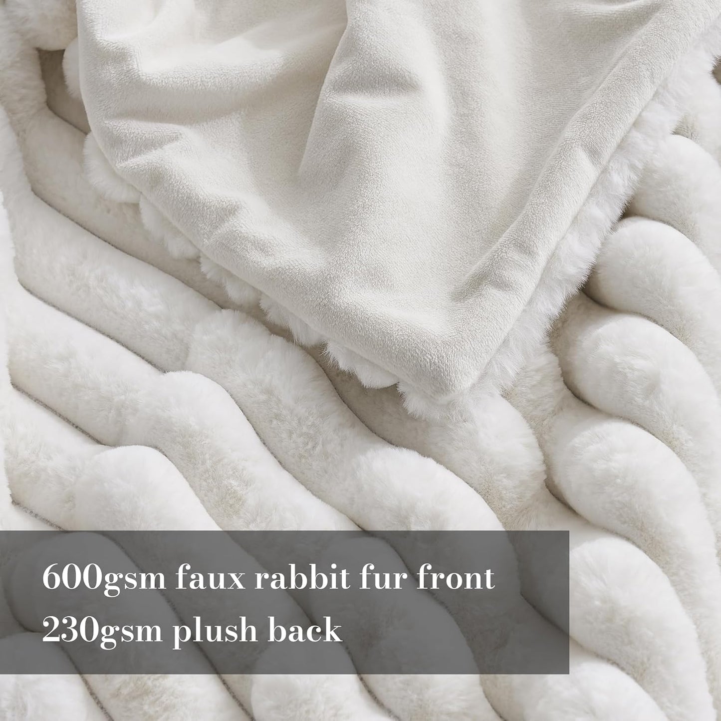 Amélie Home Faux Fur Throw Blanket for Couch, Cozy Fuzzy Fluffy Fur Luxurious Soft Striped Plush