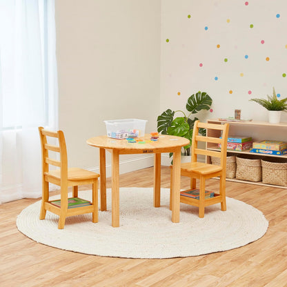 ECR4Kids Three Rung Ladderback Chair with Storage, 12in Seat Height, Classroom Seating, Honey