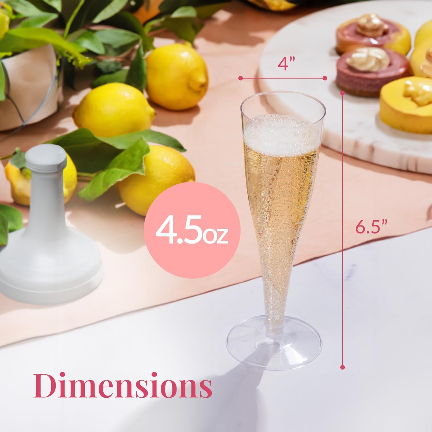 Prestee Set of 24 Clear Plastic Champagne Flutes - 4.5 oz Capacity Shatterproof Disposable Glasses
