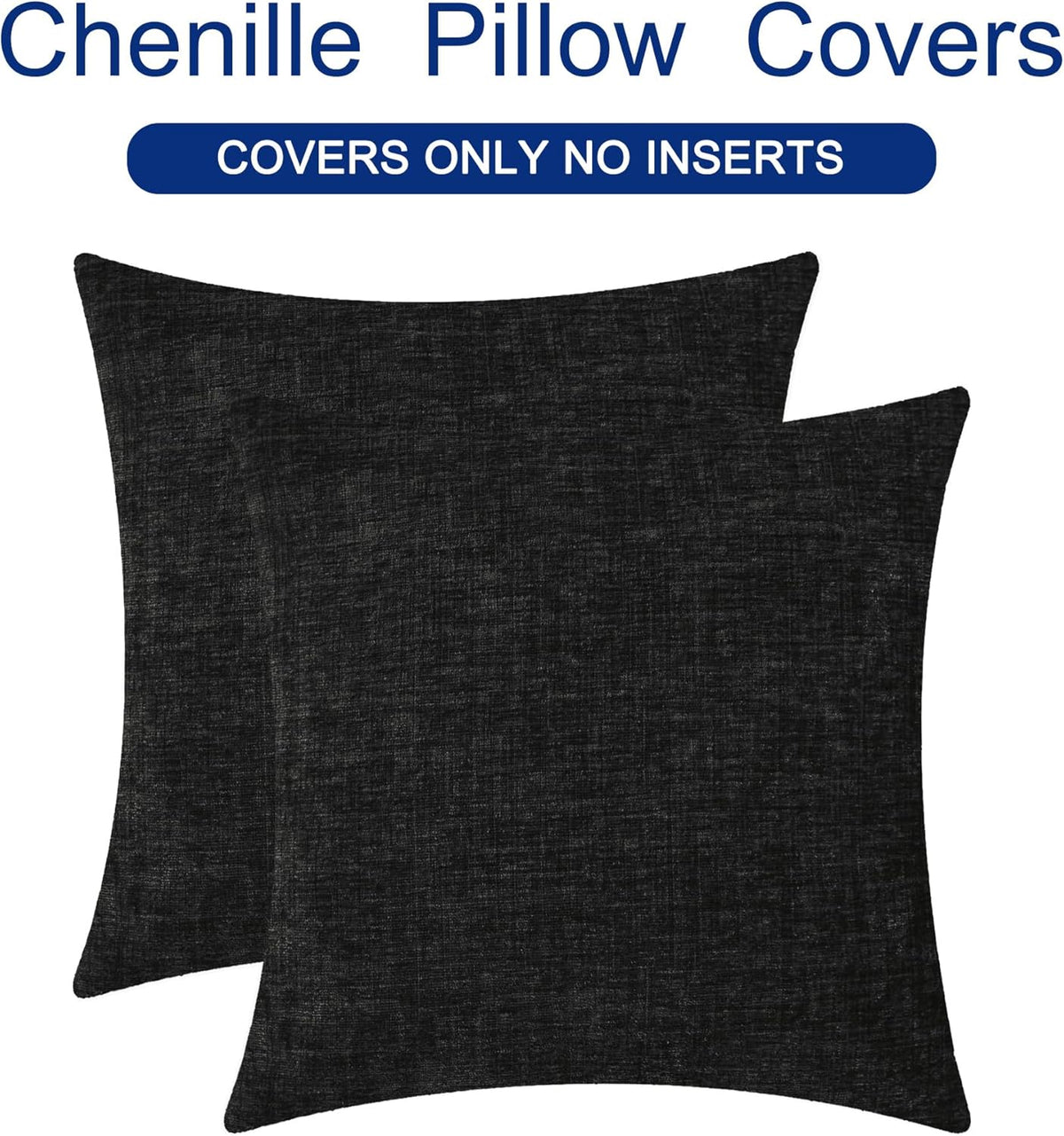 CaliTime Throw Pillow Covers Decorative 20 X 20 Inches Pack of 2 Cozy Chenille Cushion Cases for