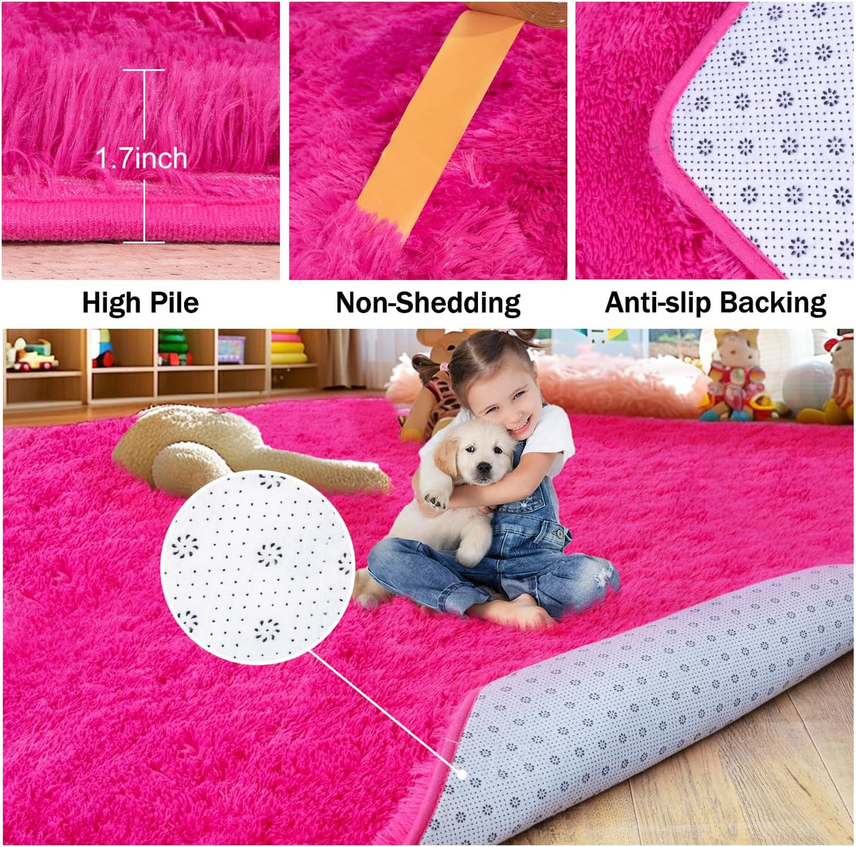 Rezutan Soft Fluffy Rug for Living Room Bedroom, Large Comfy Modern Shaggy Fuzzy Plush Indoor