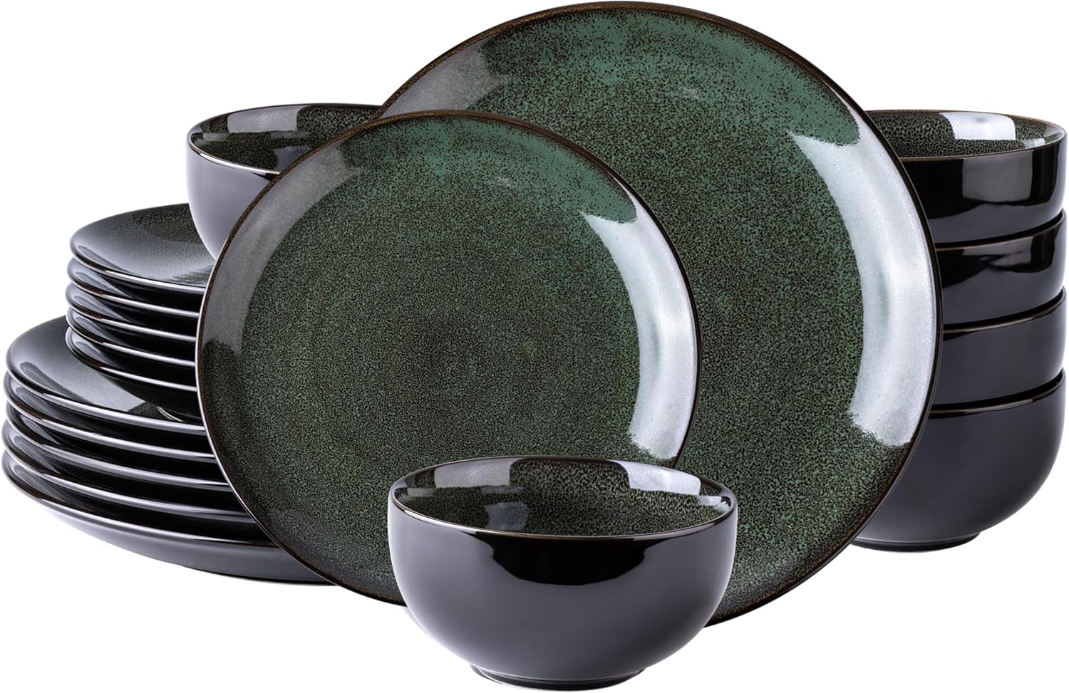 LeRatio Ceramic Dinnerware Sets for 6,Plates and Bowls Sets,Handmade Reactive Glaze Dishes Set,Chip