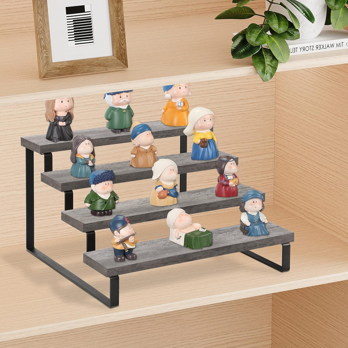 YINMIT Wooden Display Riser Stand, Tiered Perfume and Cologne Organizer Stand, 4 Tier Spice Rack