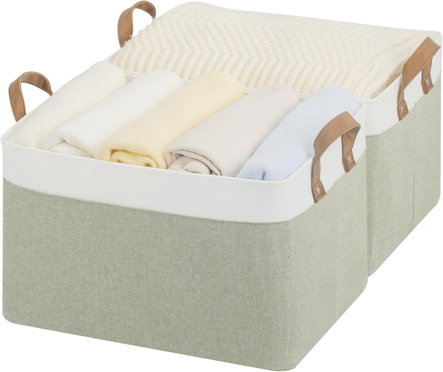 StorageWorks Storage Bins, Fabric Storage Bins for Shelves, Large Storage Baskets with Metal Frame