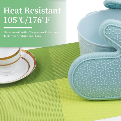 Vinyl Plastic Placemats Set of 6 Washable Heat Resistant Non-Slip Elegant Indoor Outdoor Kitchen
