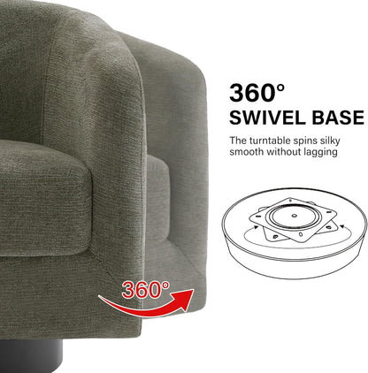 Swivel Barrel Accent Chair, Modern Round Chenille Fabric Arm Chair for Living Room, Bedroom, Comfy