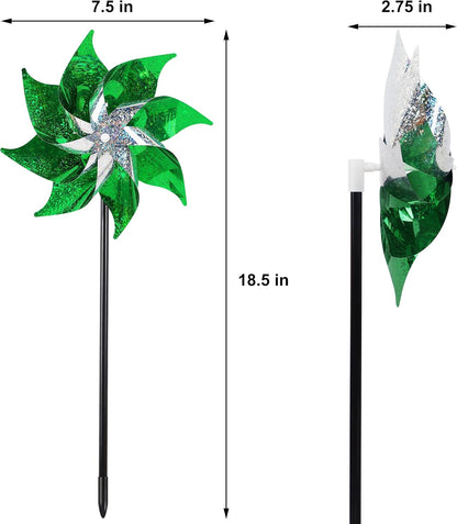 Hausse 10 Pack Reflective Pinwheels Holiday Decor, Extra Sparkly Wind Sculptures for St. Patrick's