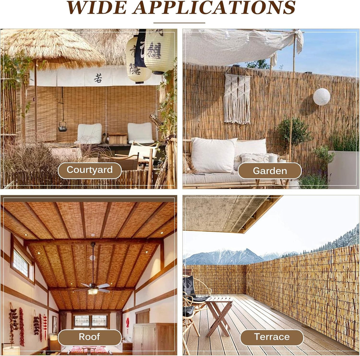 Natural Reed Fencing Rolls: Privacy Bamboo Fence 3/4/5/6ft High Roll Reed Screen, Decorative Bamboo