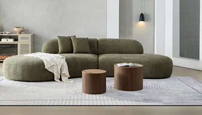 Nesting Coffee Table Set of 2,Modern Round Wooden Coffee Tables with Storage,Luxury Side Table