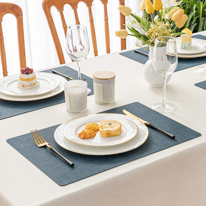 Romanstile Vinyl Placemats Set of 6-12 X 18 Inch - Heat Resistant Place Mats 100% Waterproof