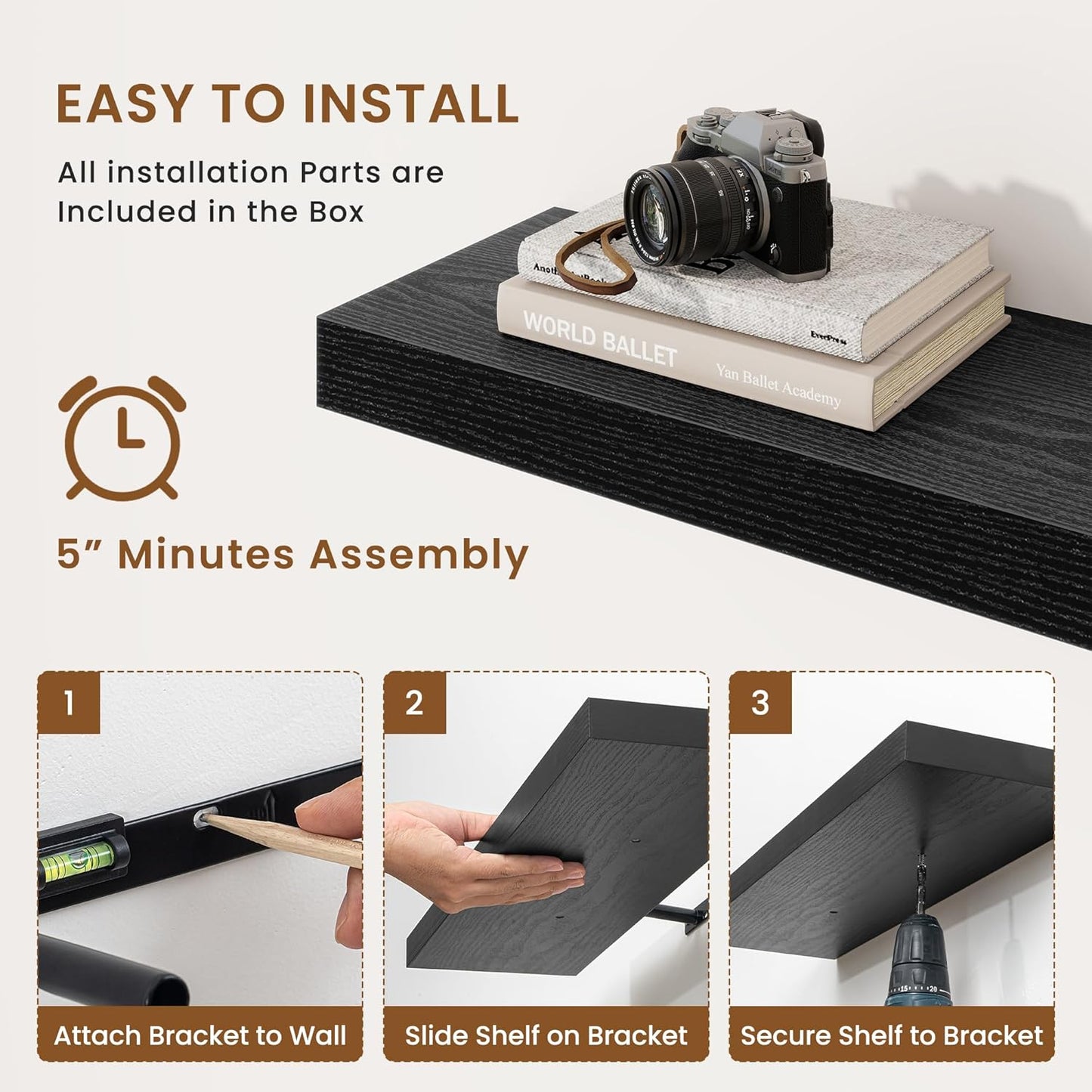 fuqing Floating Shelves for Wall, Bathroom Shelf Wall Mounted for Storage, Shelves with Invisible