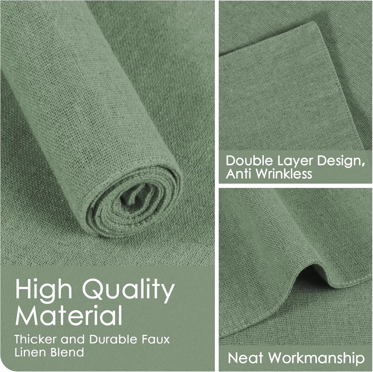 MANSPHIL Sage Green Cloth Placemats Set of 4, Washable Thick Faux Linen Place Mats Heat Resistant