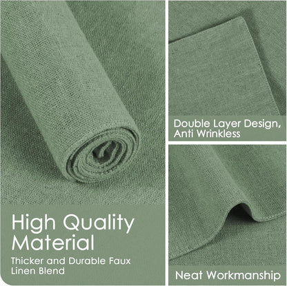 MANSPHIL Sage Green Cloth Placemats Set of 4, Washable Thick Faux Linen Place Mats Heat Resistant