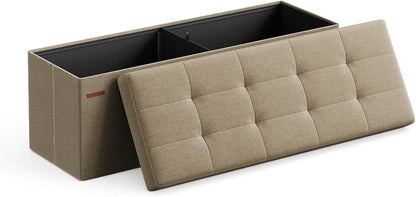 SONGMICS MAZIE Collection - 43 Inches Folding Storage Ottoman Bench, Ottoman Foot Rest, End of Bed