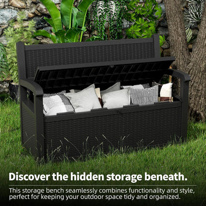 80 Gallon Storage Bench Deck Box Waterproof Lockable,Outdoor Storage Furniture for Patio,Garden and