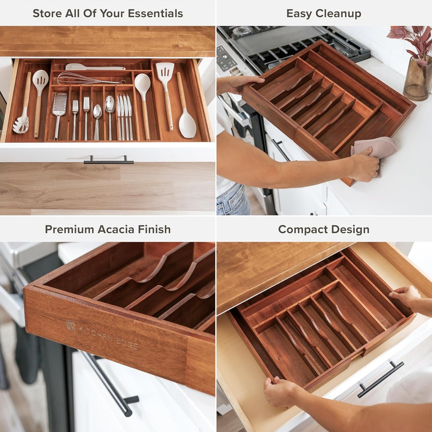 Premium Silverware, Flatware and Utensil Organizer for Kitchen Drawers, Food-Safe Contract Grade