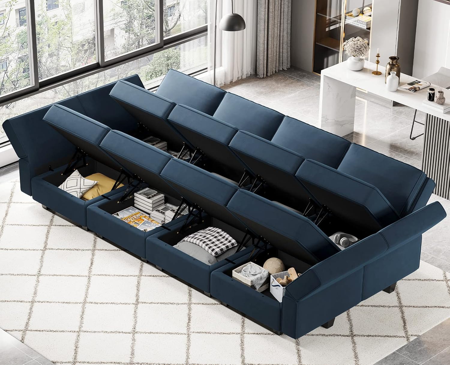 Belffin Modular Sectional Sofa with Storage Chaises Sectional Sleeper Sofa Couch 8 Seat Sectional