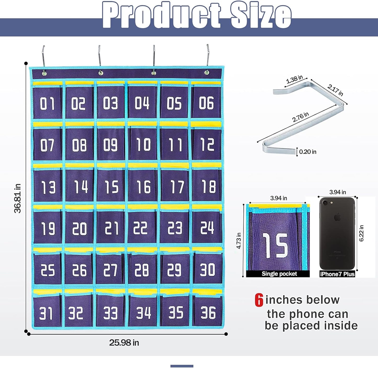 Loghot Classroom Accessories Closet Pocket Chart for Cell Phones Holder Wall Door Hanging Organizer