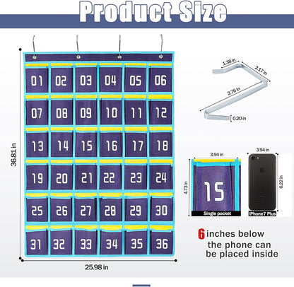 Loghot Classroom Accessories Closet Pocket Chart for Cell Phones Holder Wall Door Hanging Organizer