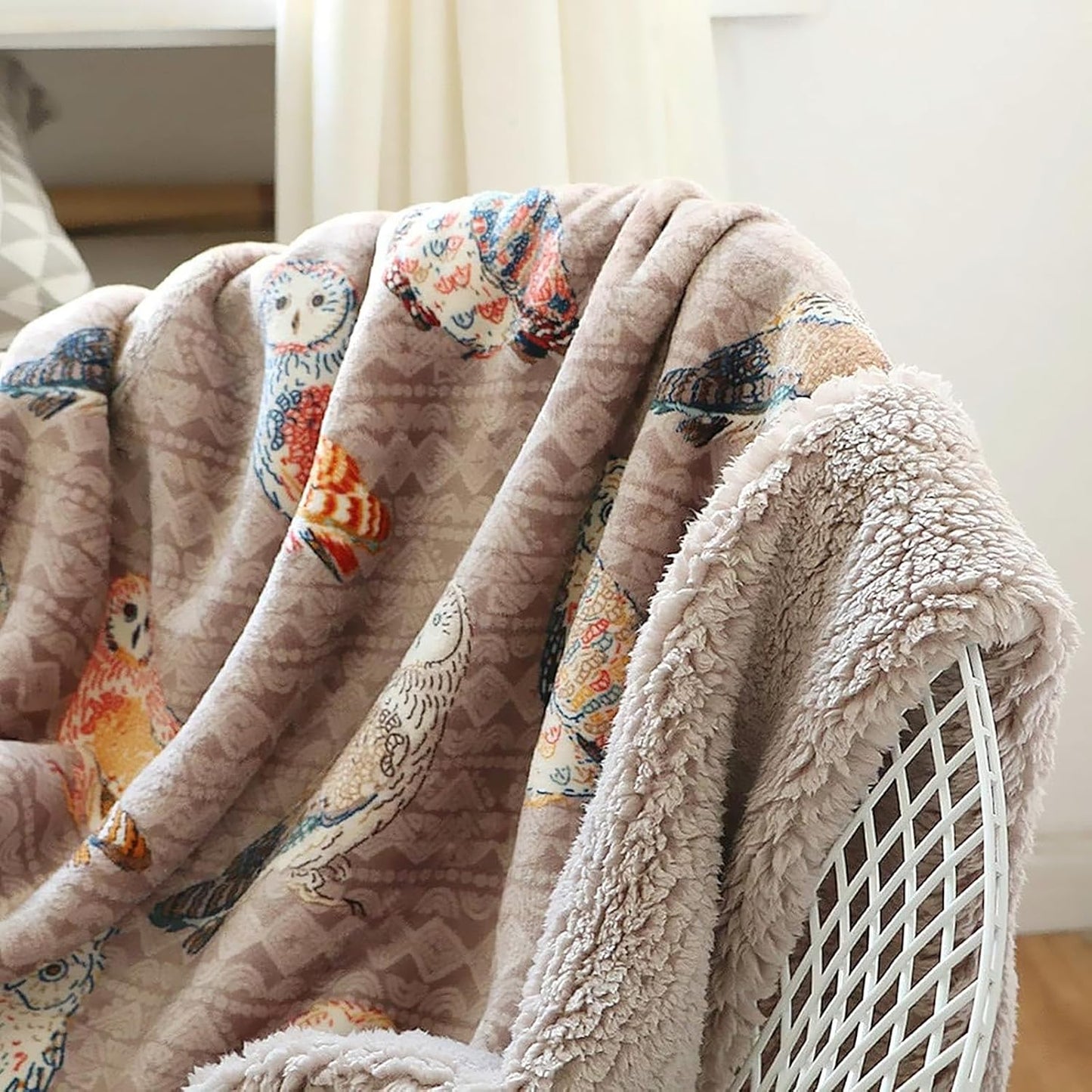 UKELER Owl Bed Blanket King Size 90'' x 108'', Soft Cozy Warm Fleece Throw Blanket for