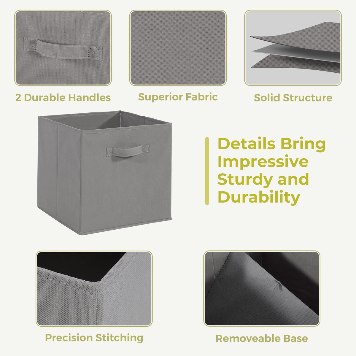 11x11 Storage Bins, Set of 3 Storage Cubes, Collapsible Cube Storage Box, Fabric Closet Organizers