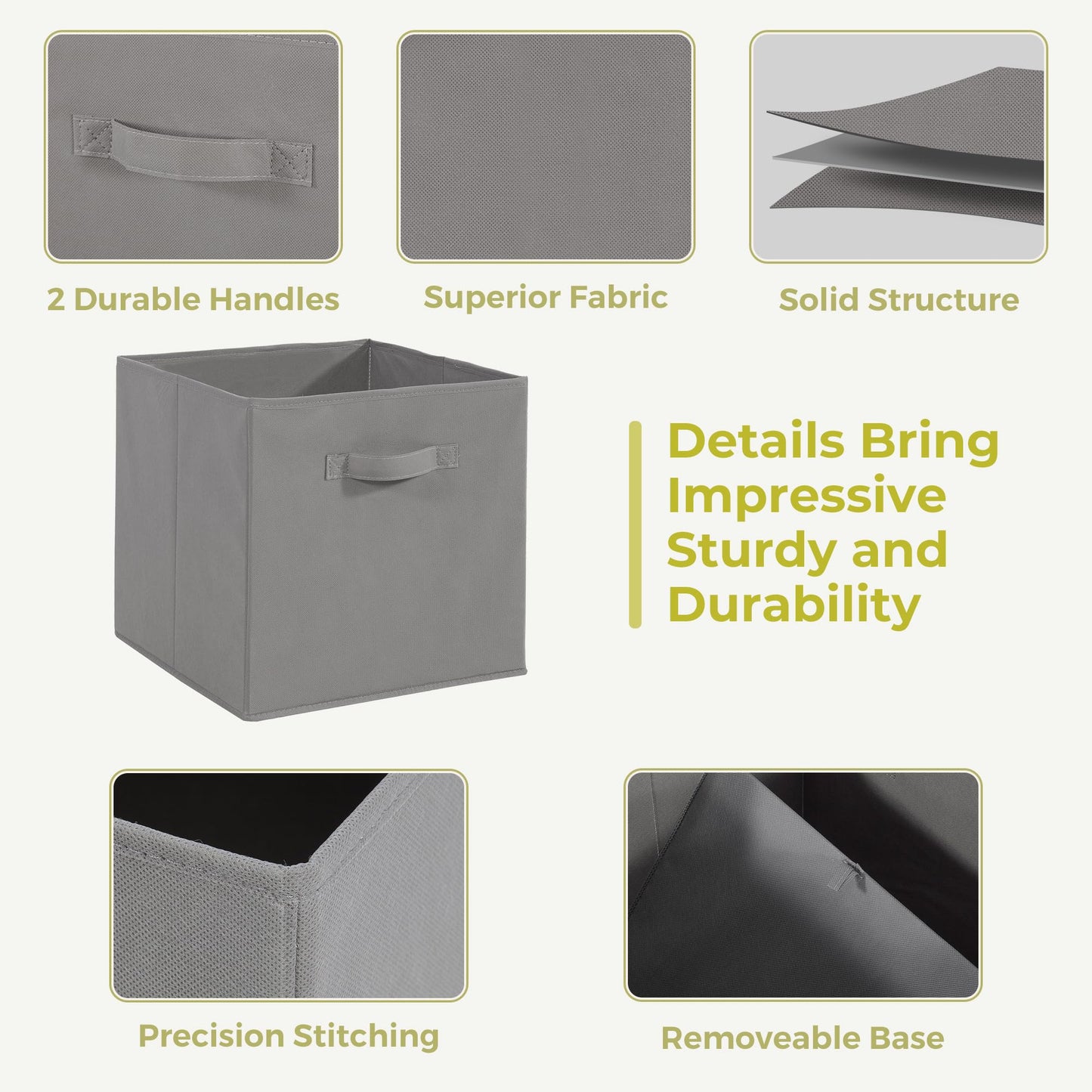 STORAGEIDEAS 11x11 Storage Bins, Set of 10 Storage Cubes, Collapsible Cube Storage Bins, Fabric