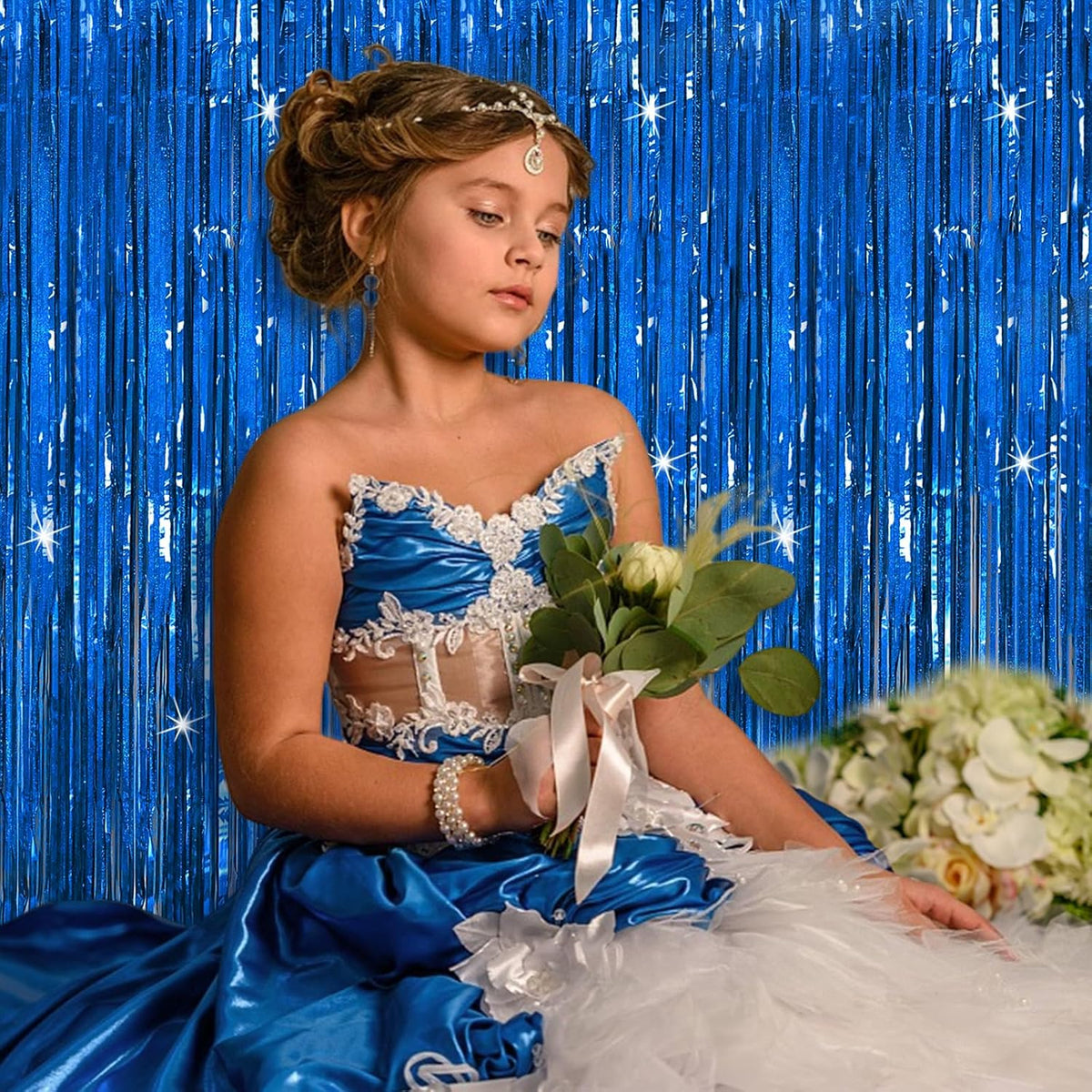 3 Pack Blue Backdrop Party Streamers Ocean Themed Decor Birthday Party Decorations Foil Fringe