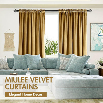 MIULEE Gold Velvet Curtains Thermal Insulated Blackout Curtain Drapes for Bedroom Living Room
