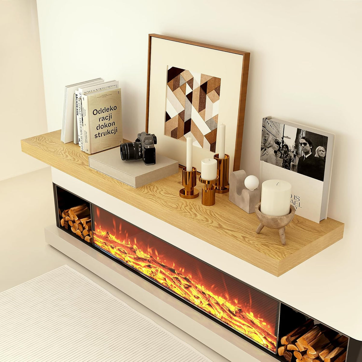 Heimlove 12 Inch Deep Floating Shelves, 72 x 12 inches Long Wall Shelf, Large Extra Display Shelf &