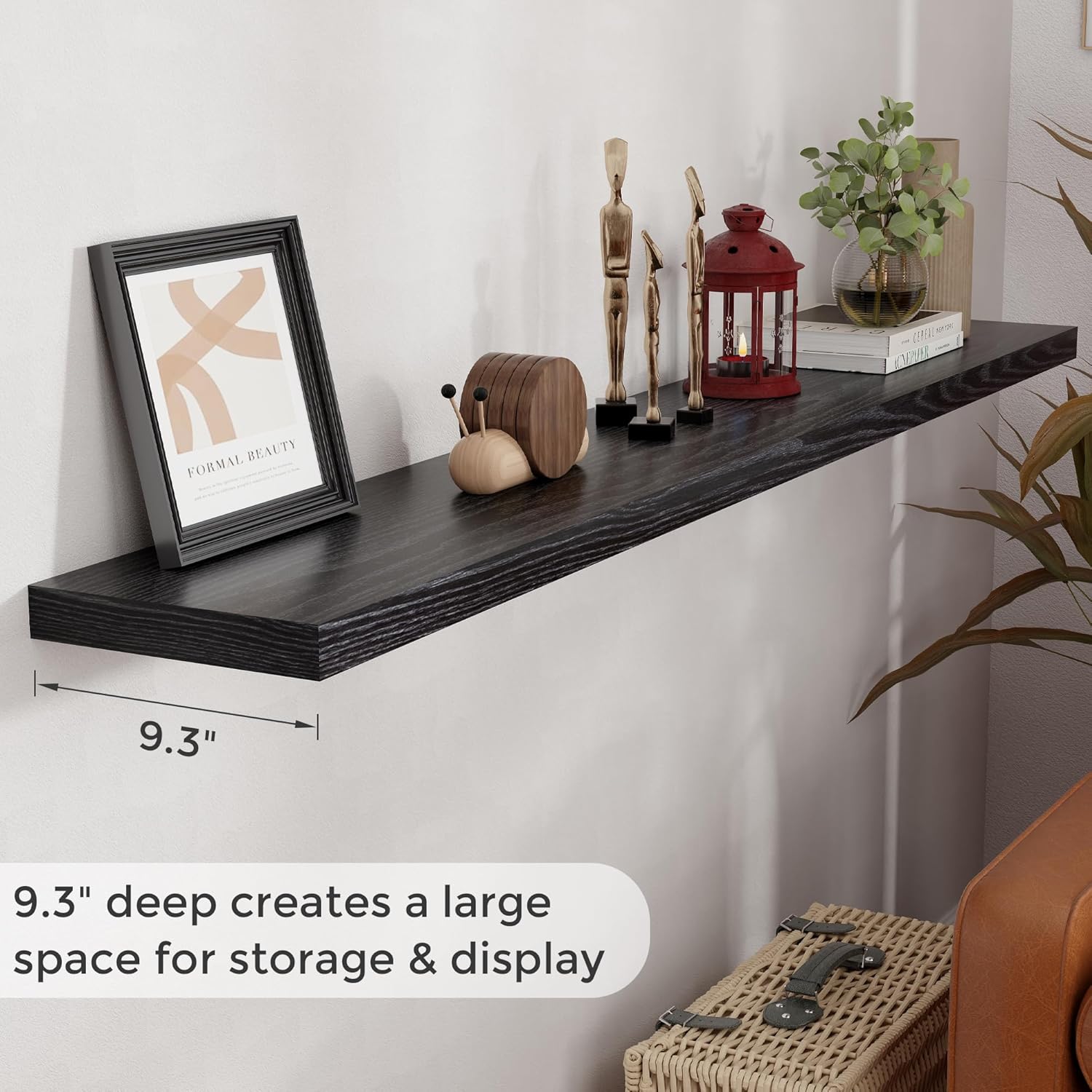 72 Inch Floating Shelves Black, 72 x 9 Rustic Wooden Fireplace Mantel, 9 Inch Floating Shelf for