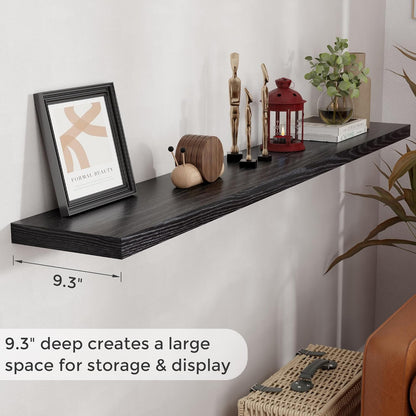 72 Inch Floating Shelves Black, 72 x 9 Rustic Wooden Fireplace Mantel, 9 Inch Floating Shelf for