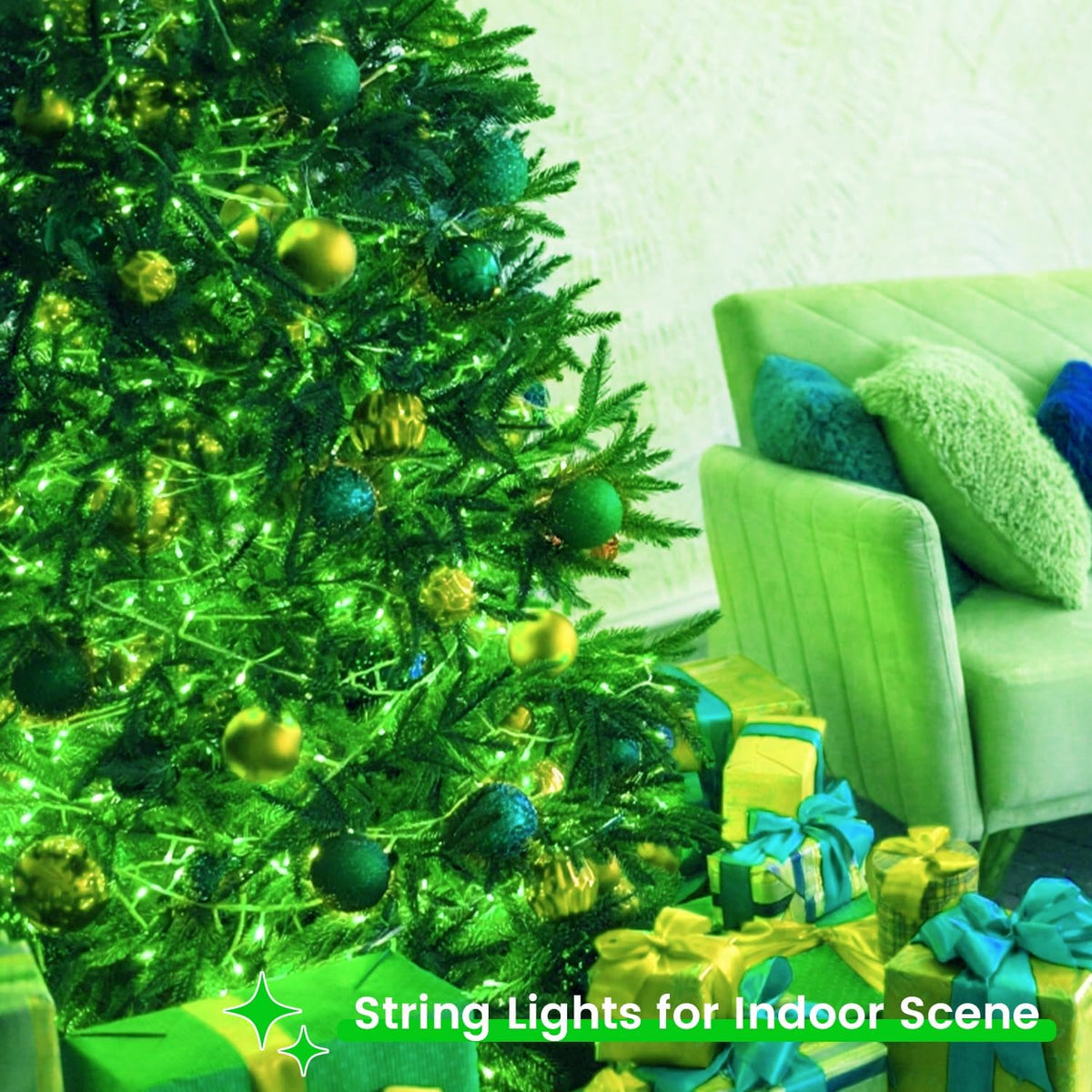 2 Pack Halloween String Lights Battery Operated with Timer, 66FT 200 LED Waterproof Battery Fairy