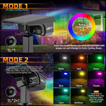 Solar Outdoor,40 LEDs Color Changing RGB Solar Landscape Path Lights,USB & Solar Powered