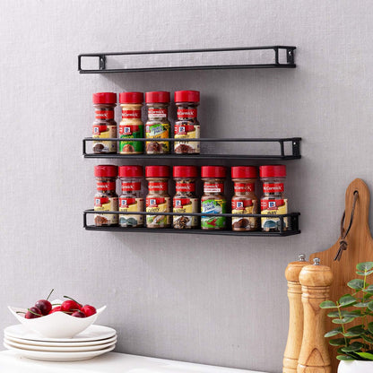 MyGift Set of 3 Wall-Mounted Black Metal Nail Polish and Essential Oils Display Shelves, Kitchen
