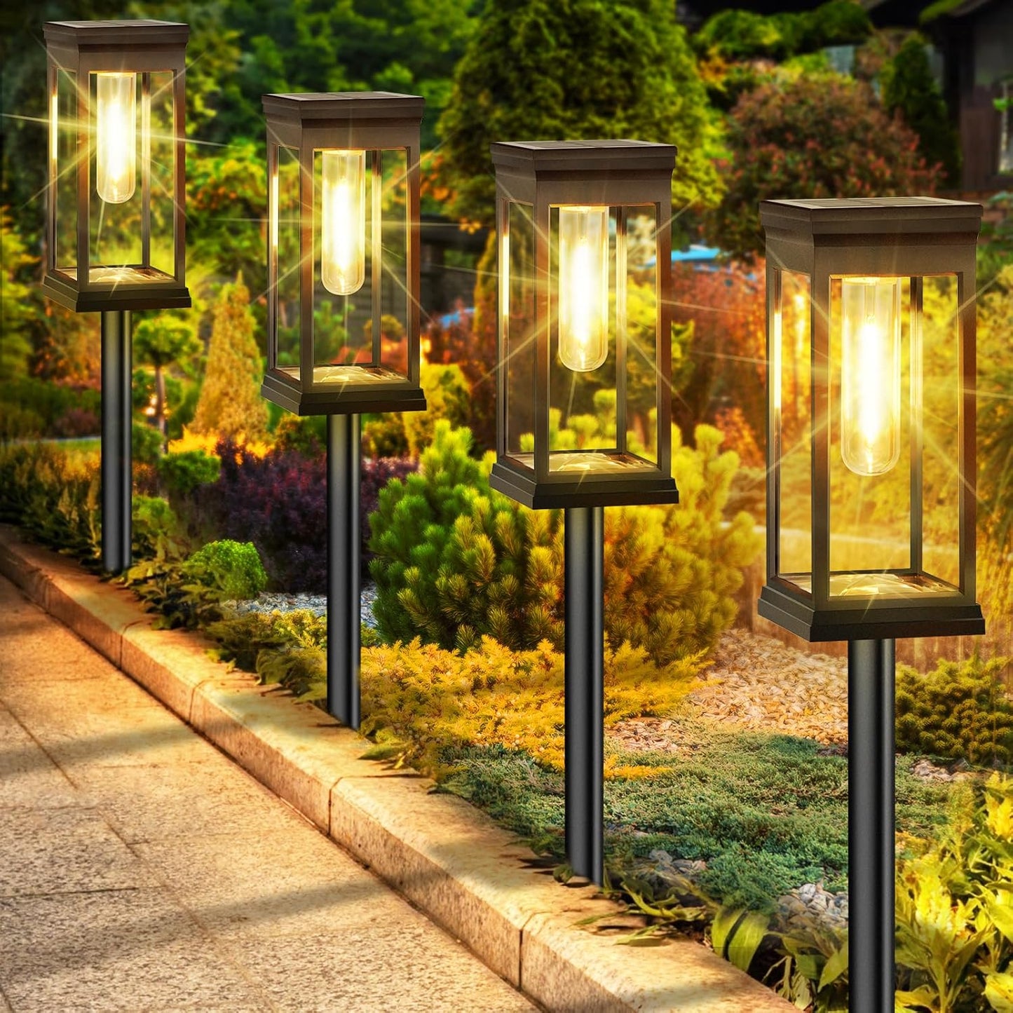BesLowe 【Upgraded】 Solar Pathway Lights Outdoor, 8-Pack Large LED Solar Light Outdoor Waterproof