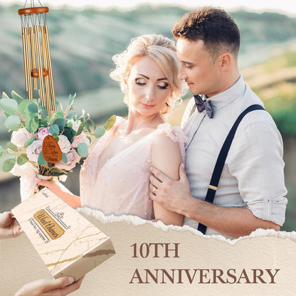 10th Anniversary Wind Chime, 10th Anniversary Romantic Gifts for Him, Her, Couple, Men, Women