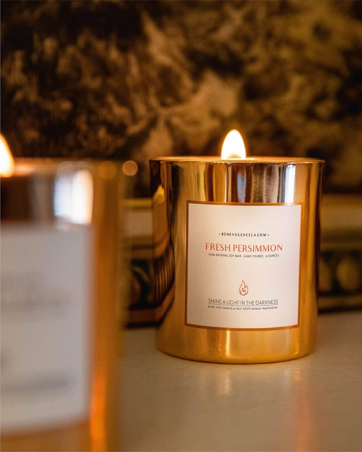 Benevolence LA Fresh Persimmon Wood Wick Candles | Soy Scented Candles for Home | Gifts for Women