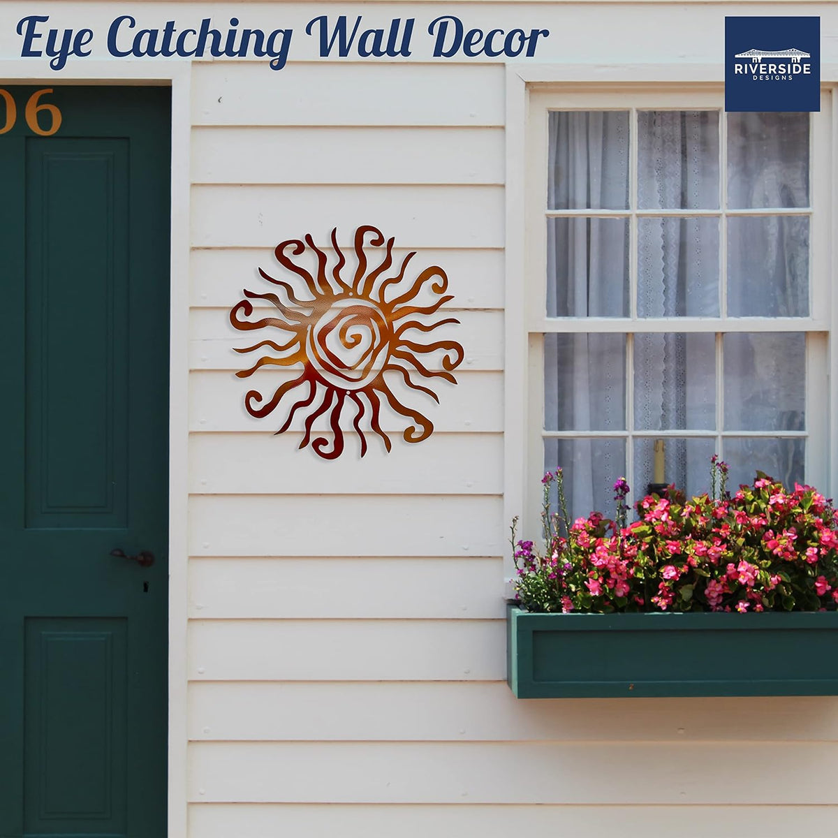 Wacky Sun Metal Wall Art Indoor/Outdoor Decor - 12" Copper Rust Proof Wall Sculpture - Made in USA